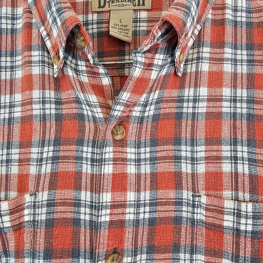 Duluth Trading Shirt Mens Sz Large Hemp Organic Cotton Plaid Button Down Casual - Picture 4 of 7